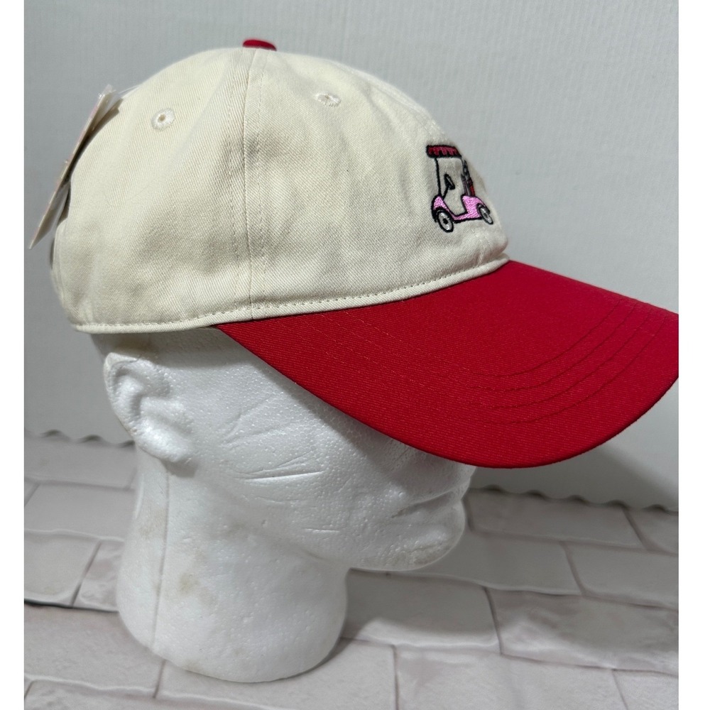 Frasier‎ Sterling Sport Golf Cart Embroidered Baseball Cap Cream Red - Picture 2 of 6